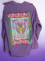 Men’s Purple Striped Long Sleeve Button Up Widespread Panic Shirt Size Large