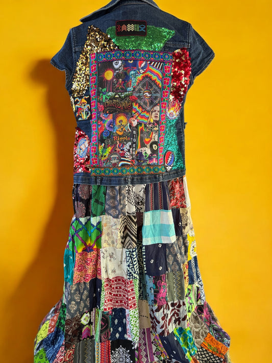 Upcycled Billy Strings Patchwork Size 12 Women’s Large Vest Spinning Duster