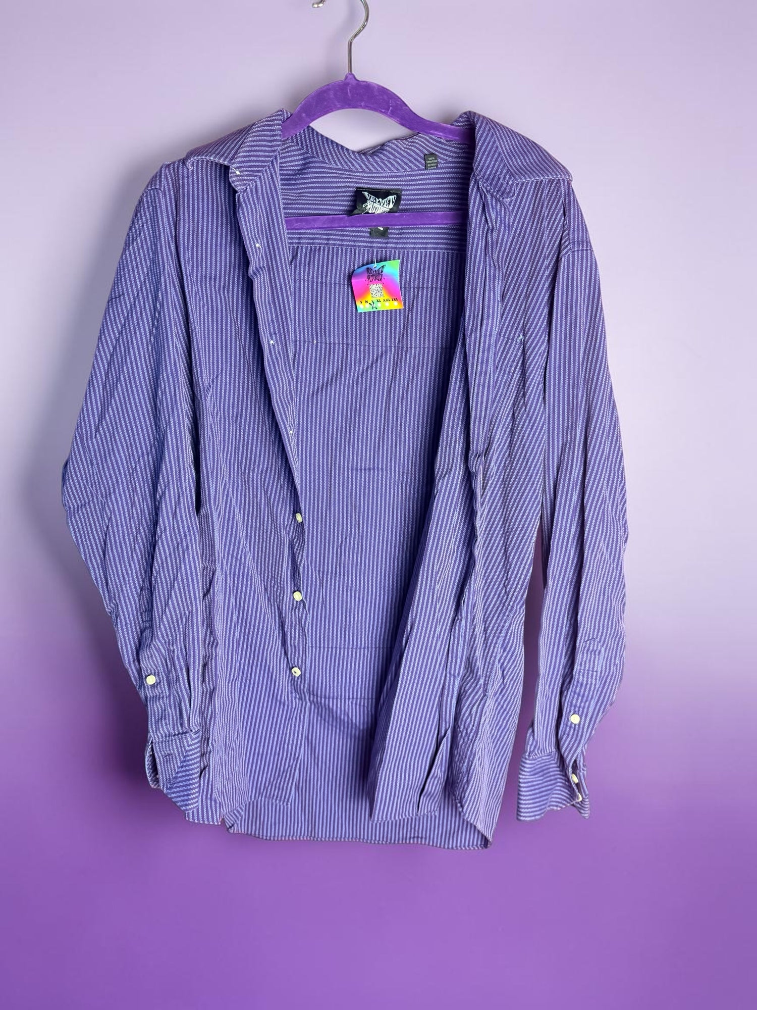 Men’s Purple Striped Long Sleeve Button Up Widespread Panic Shirt Size Large