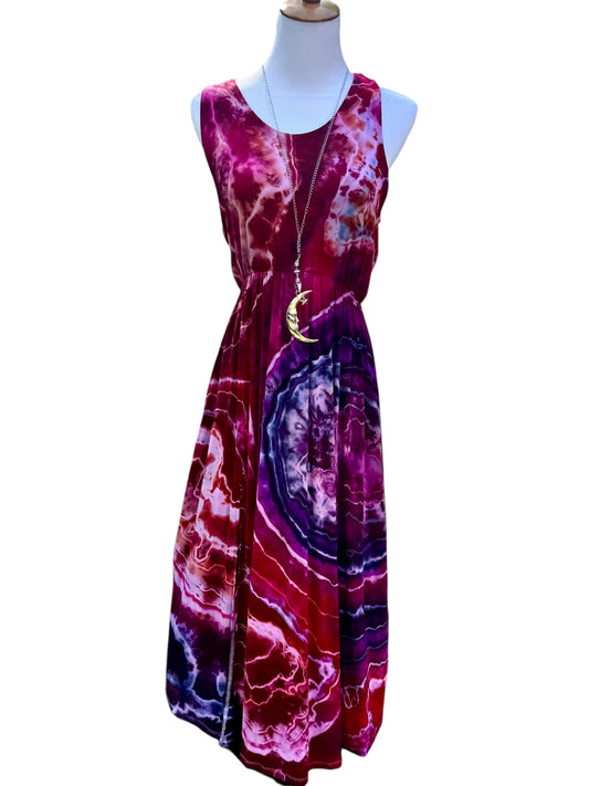 Geode Tiedye Midi Dress with slits/pockets Size Large