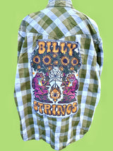 Men’s XL Billy Strings Upcycled Green Plaid Long Sleeve Tee