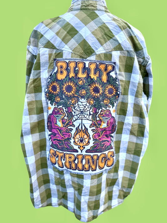 Men’s XL Billy Strings Upcycled Green Plaid Long Sleeve Tee