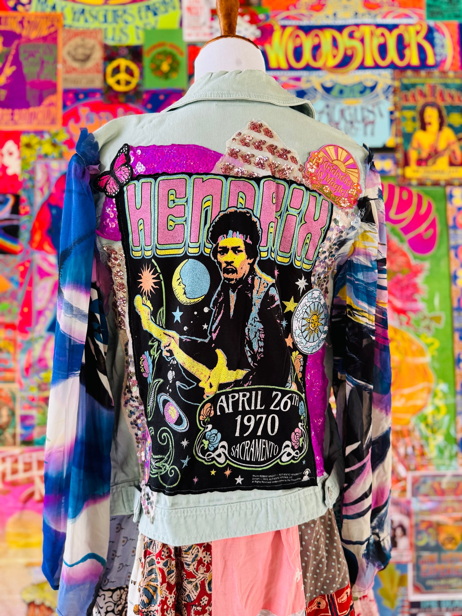 One of a kind Jimi Hendrix Patchwork Jacket Size Large
