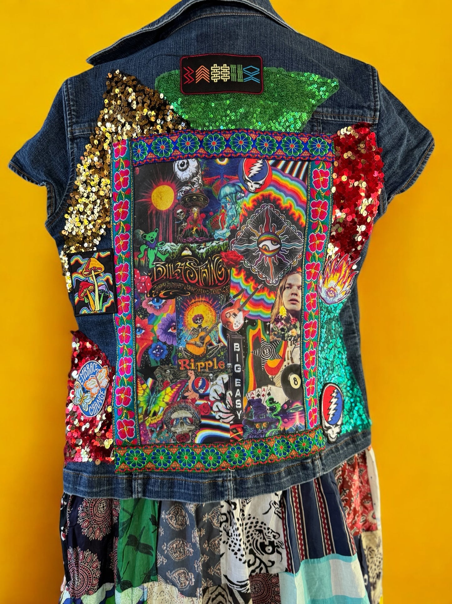 Upcycled Billy Strings Patchwork Size 12 Women’s Large Vest Spinning Duster