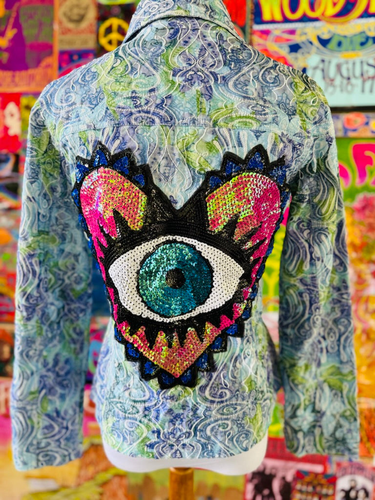 One of a kind sequin eye jacket Size Small