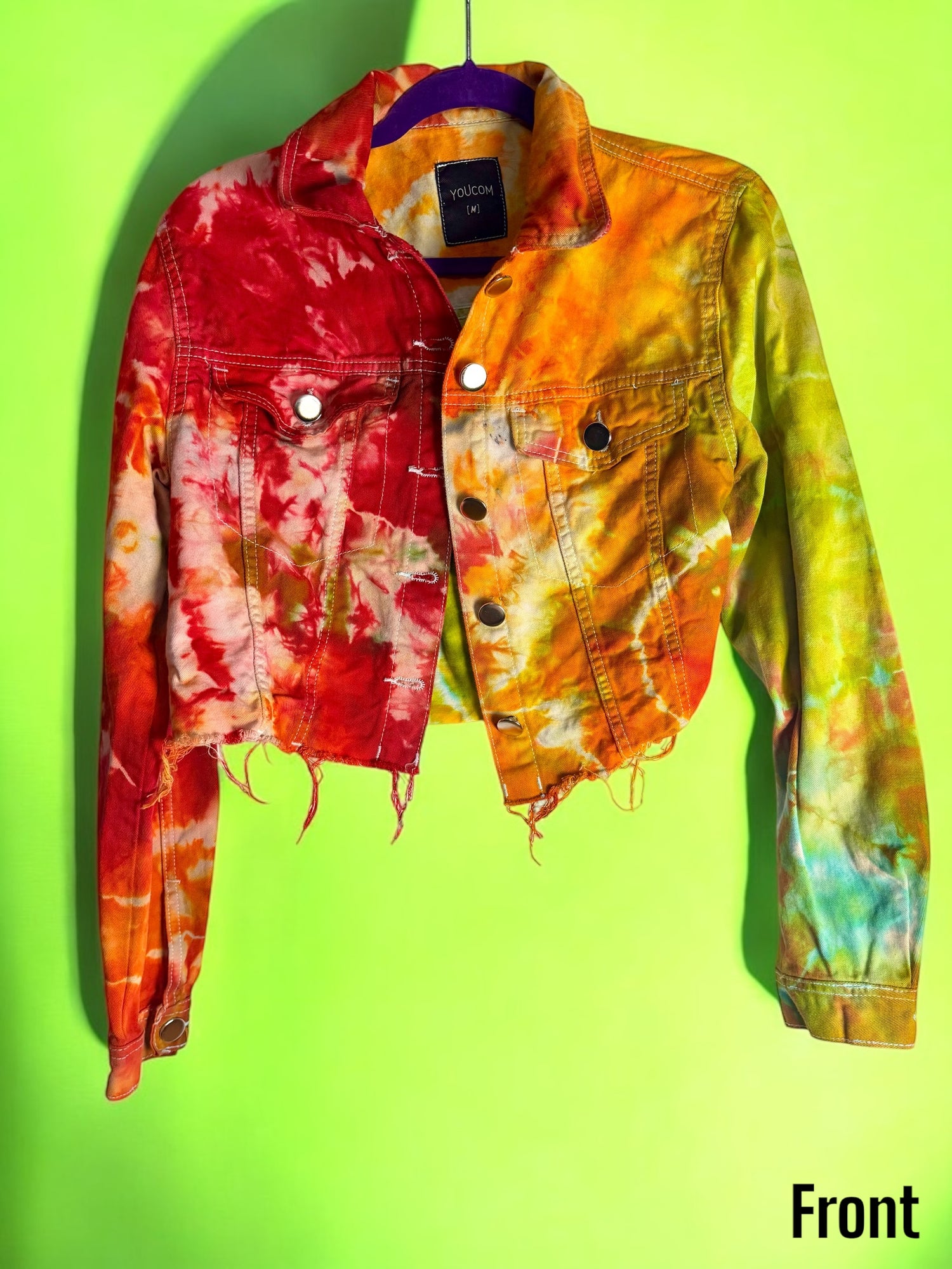 Women’s Size Medium Geode Tiedye Cropped Denim Jacket