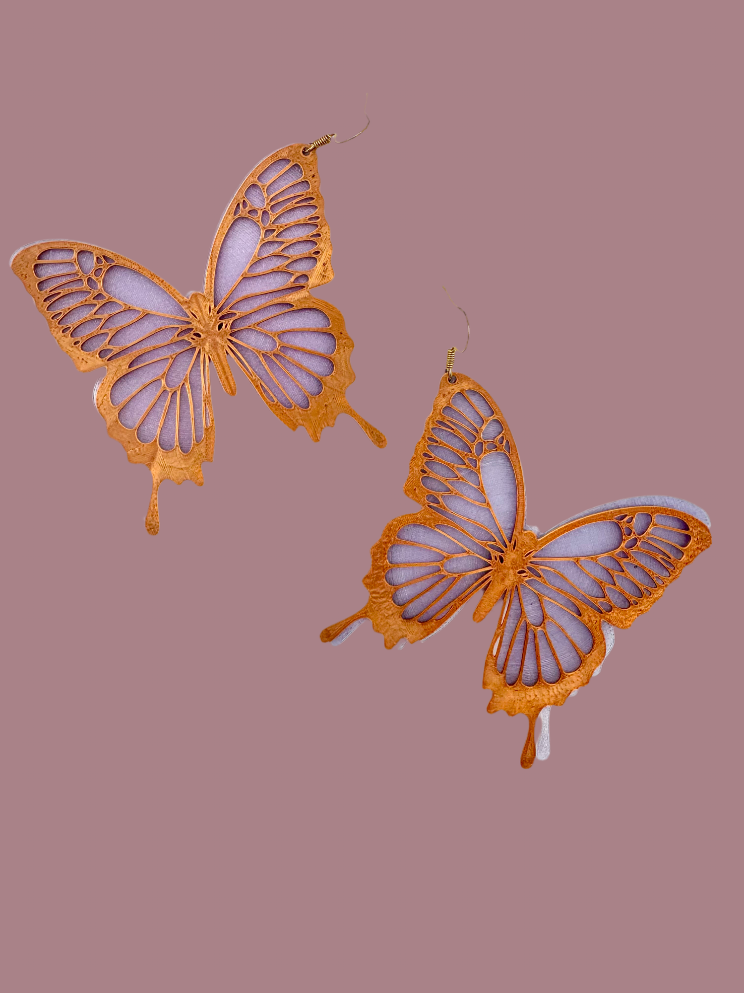 3D Printed Double Butterfly Earrings 3x2 