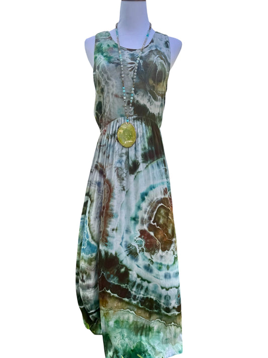 Geode Tiedye Midi Dress with slits/pockets Size Large