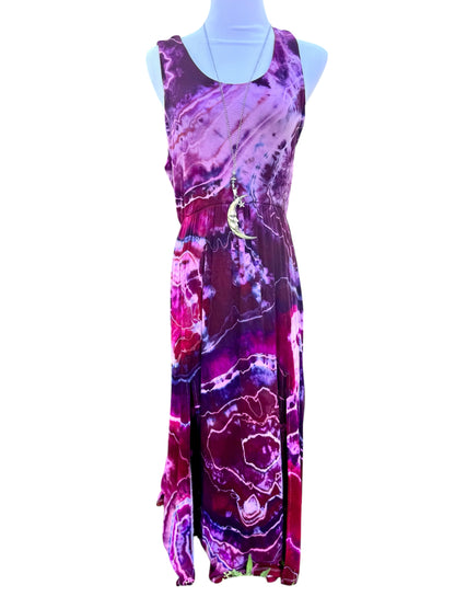 Geode Tiedye Midi Dress with slits/pockets Size Large