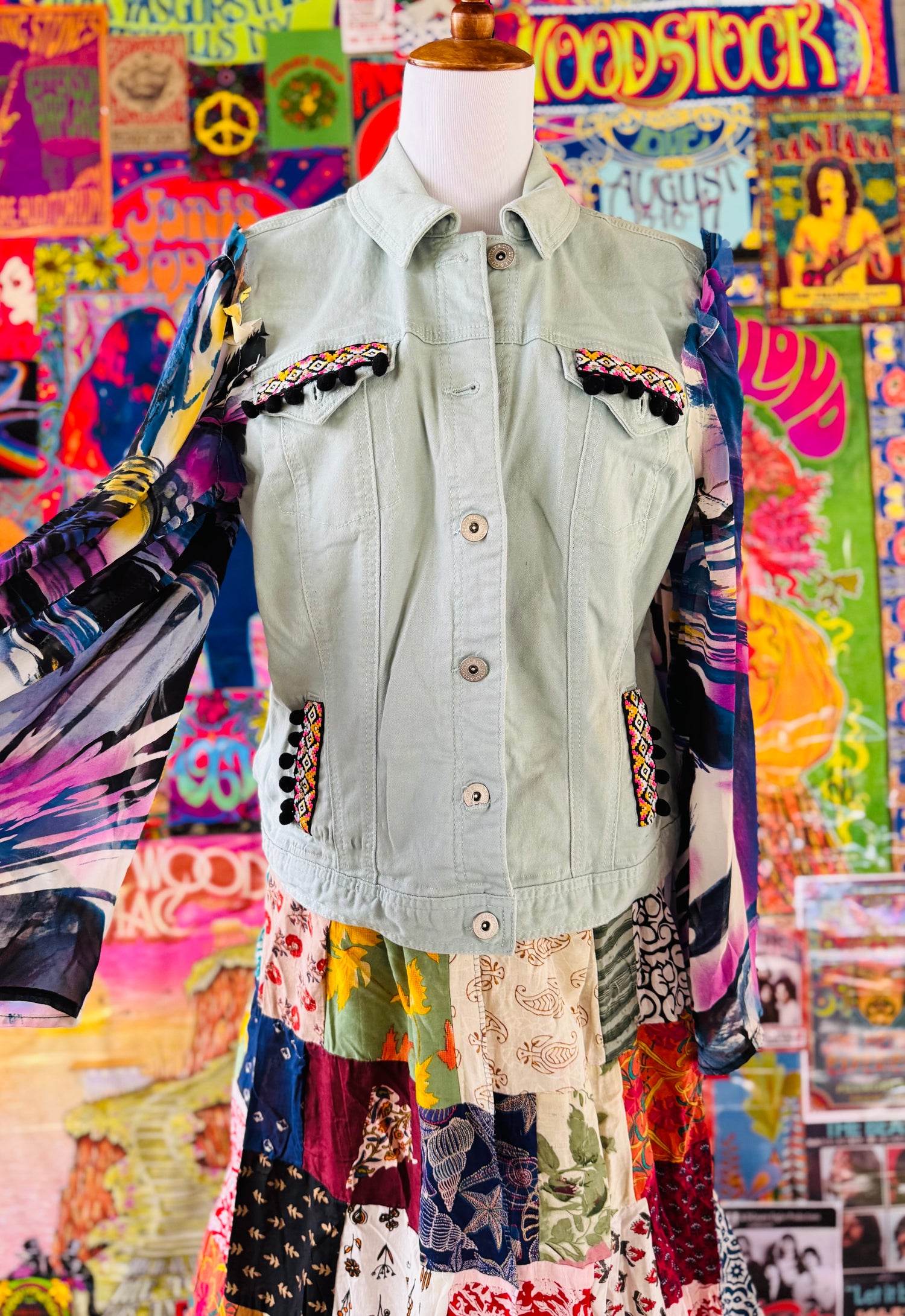 One of a kind Jimi Hendrix Patchwork Jacket Size Large