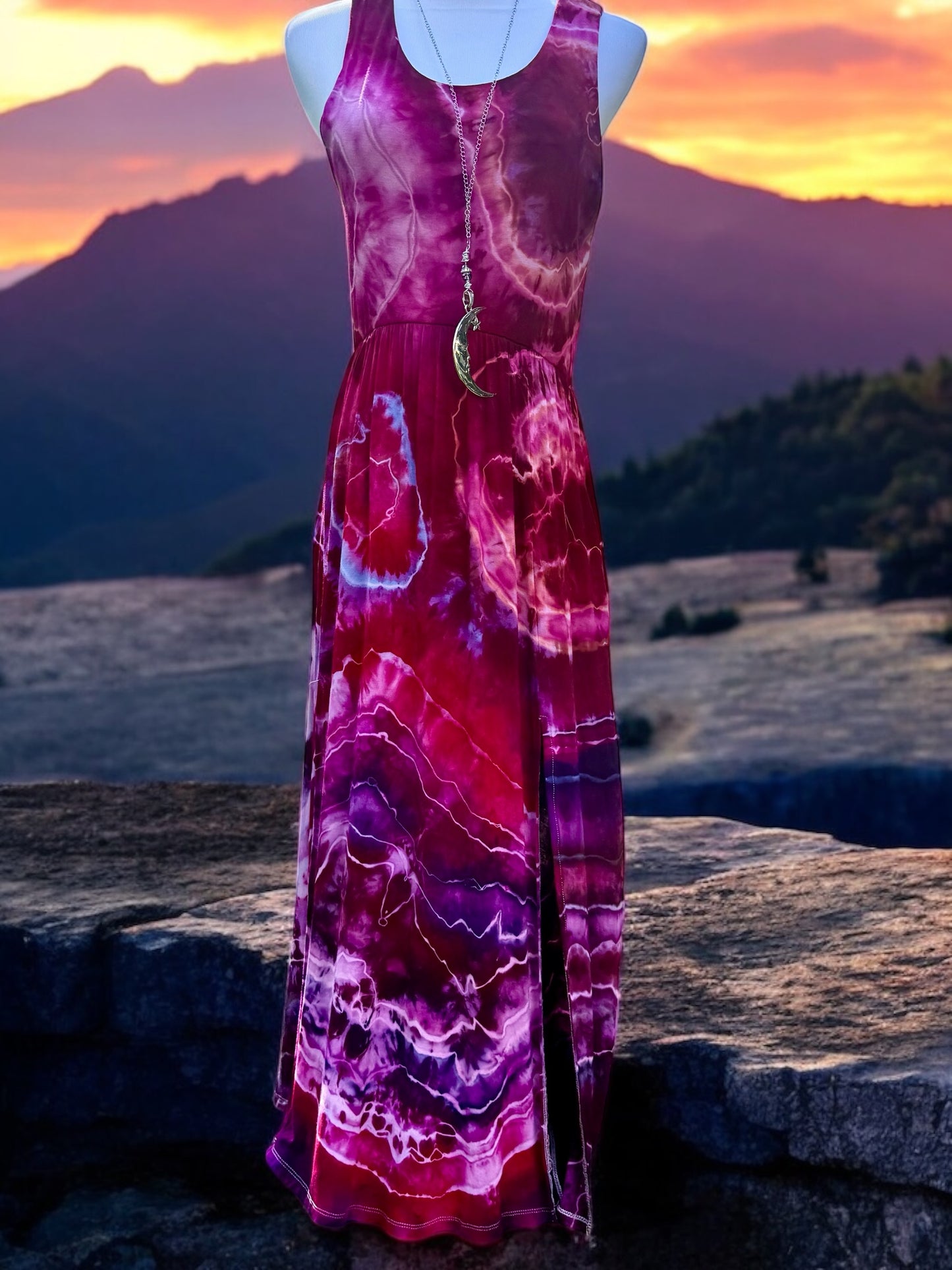 Geode Tiedye Midi Dress with slits/pockets Size Small