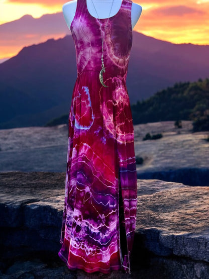 Geode Tiedye Midi Dress with slits/pockets Size Small
