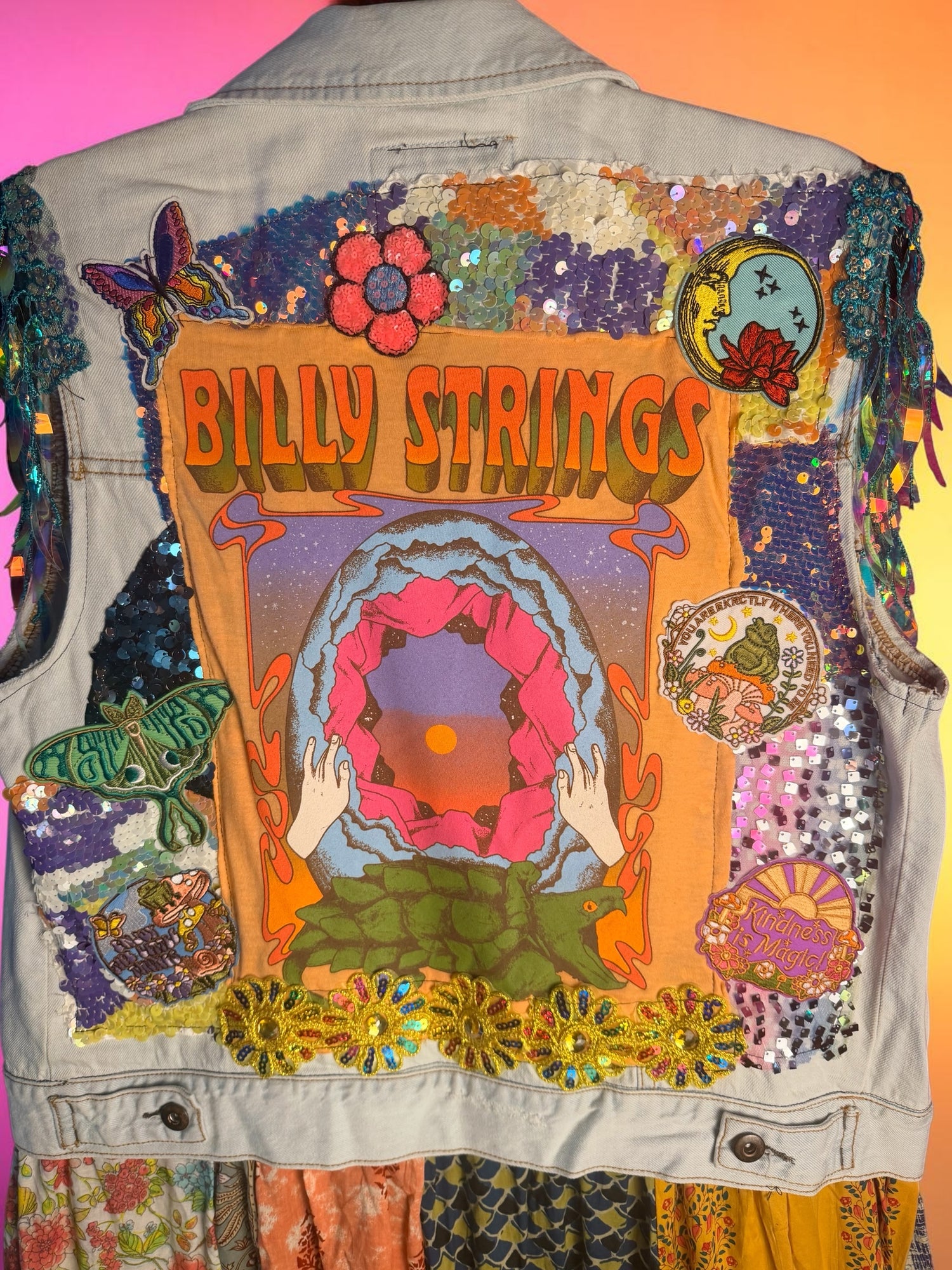 Billy Strings BMFS Patchwork Upcycled Sequin Duster Women’s Size Large