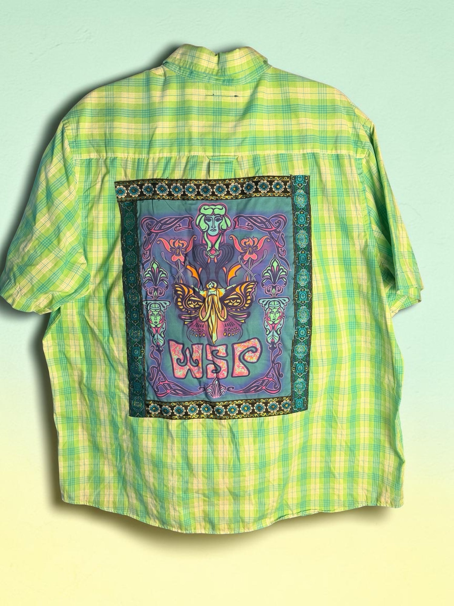 Men’s Upcycled Widespread Panic Size XL Button up Plaid Shirt