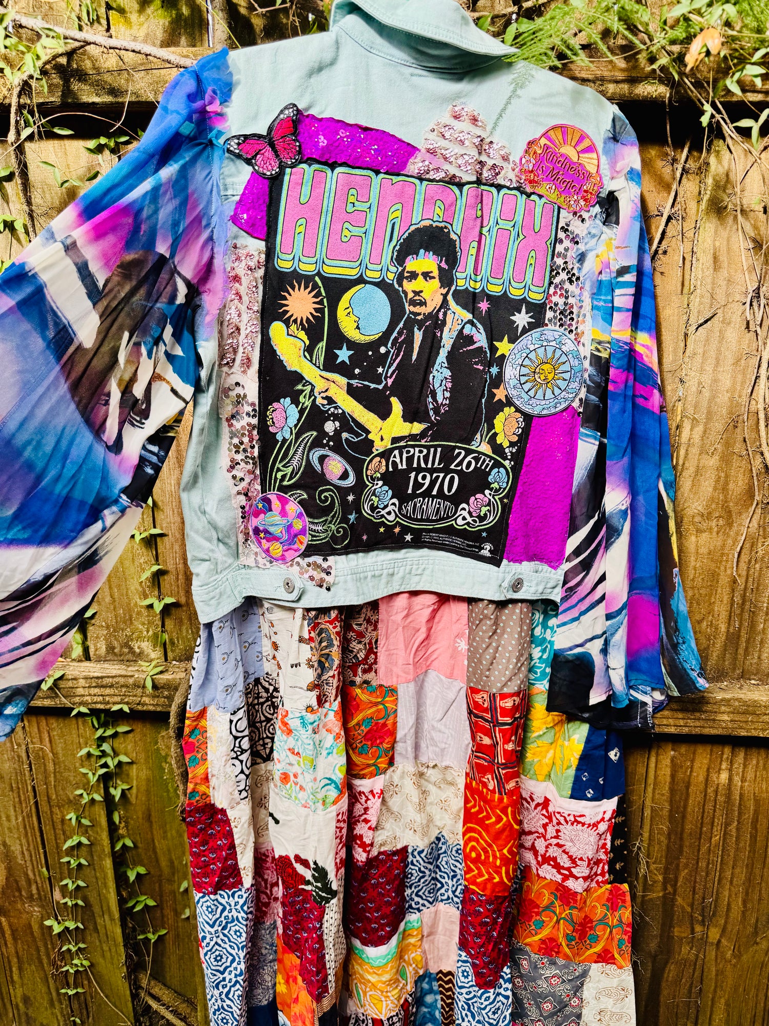 One of a kind Jimi Hendrix Patchwork Jacket Size Large