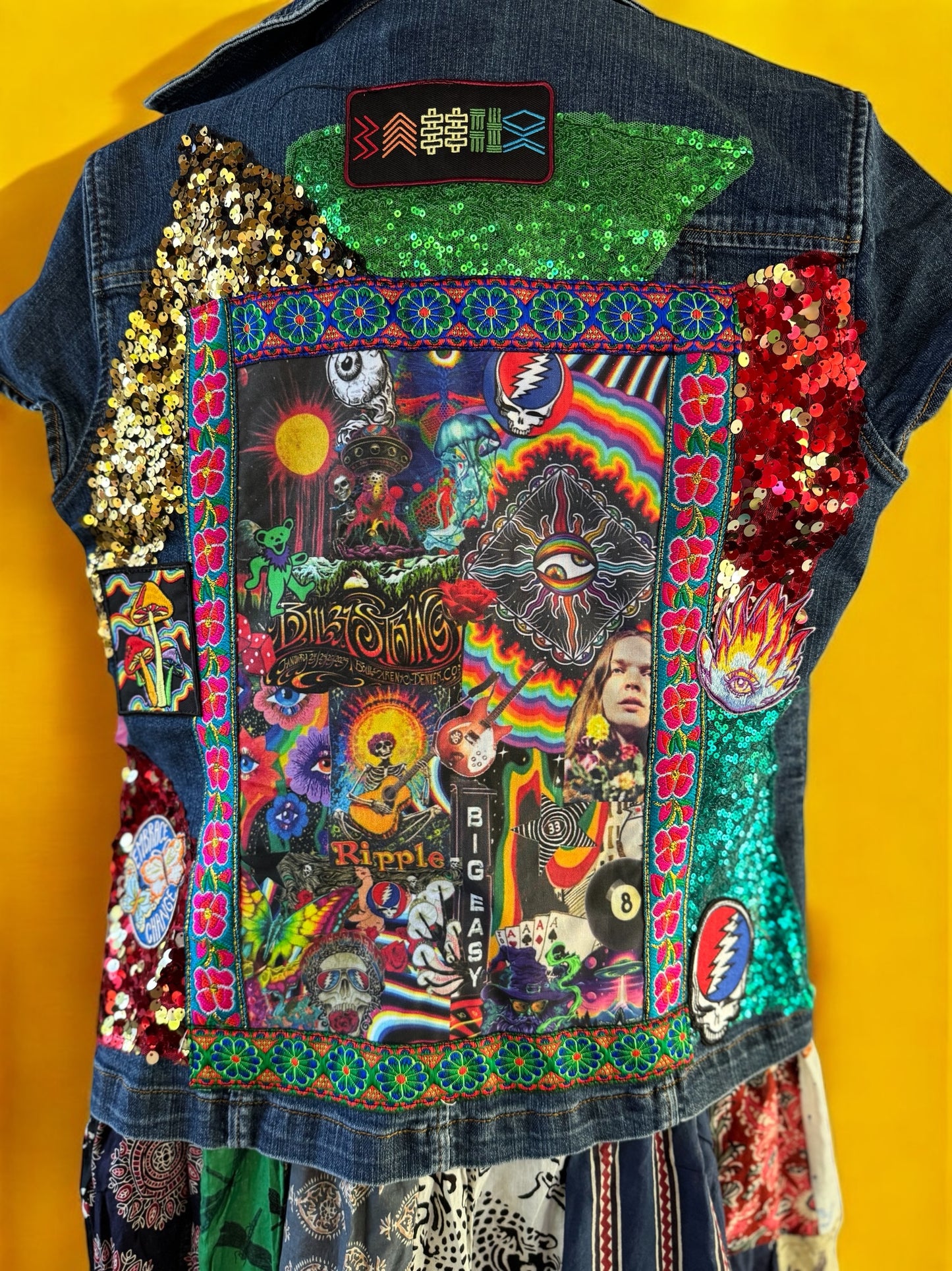 Upcycled Billy Strings Patchwork Size 12 Women’s Large Vest Spinning Duster