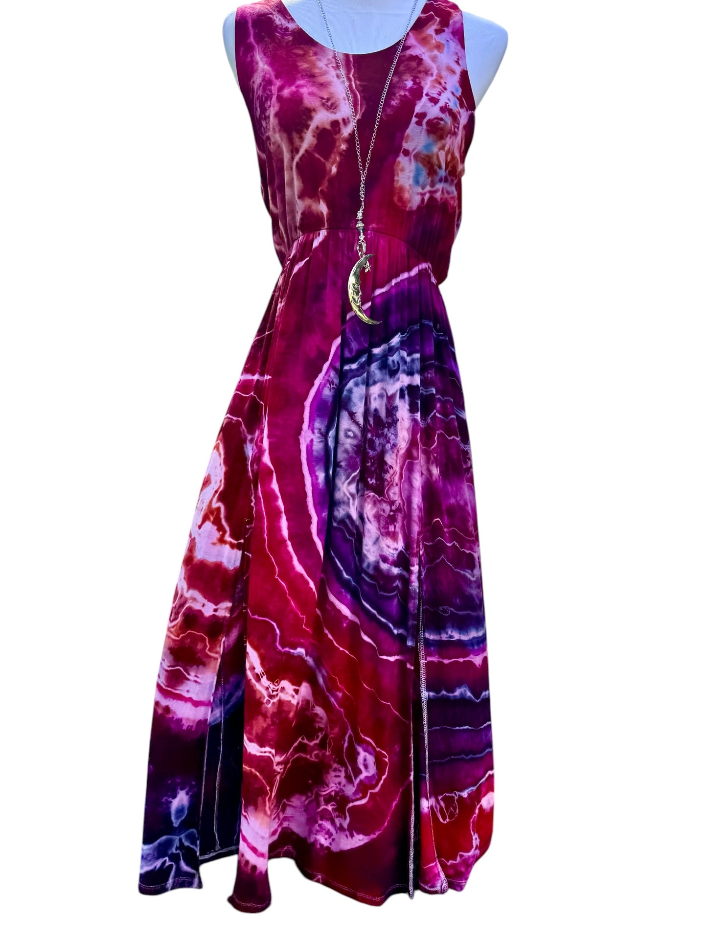Geode Tiedye Midi Dress with slits/pockets Size Large
