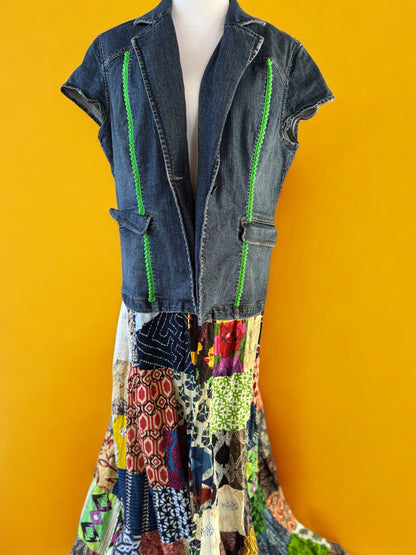Upcycled Billy Strings Patchwork Size 12 Women’s Large Vest Spinning Duster