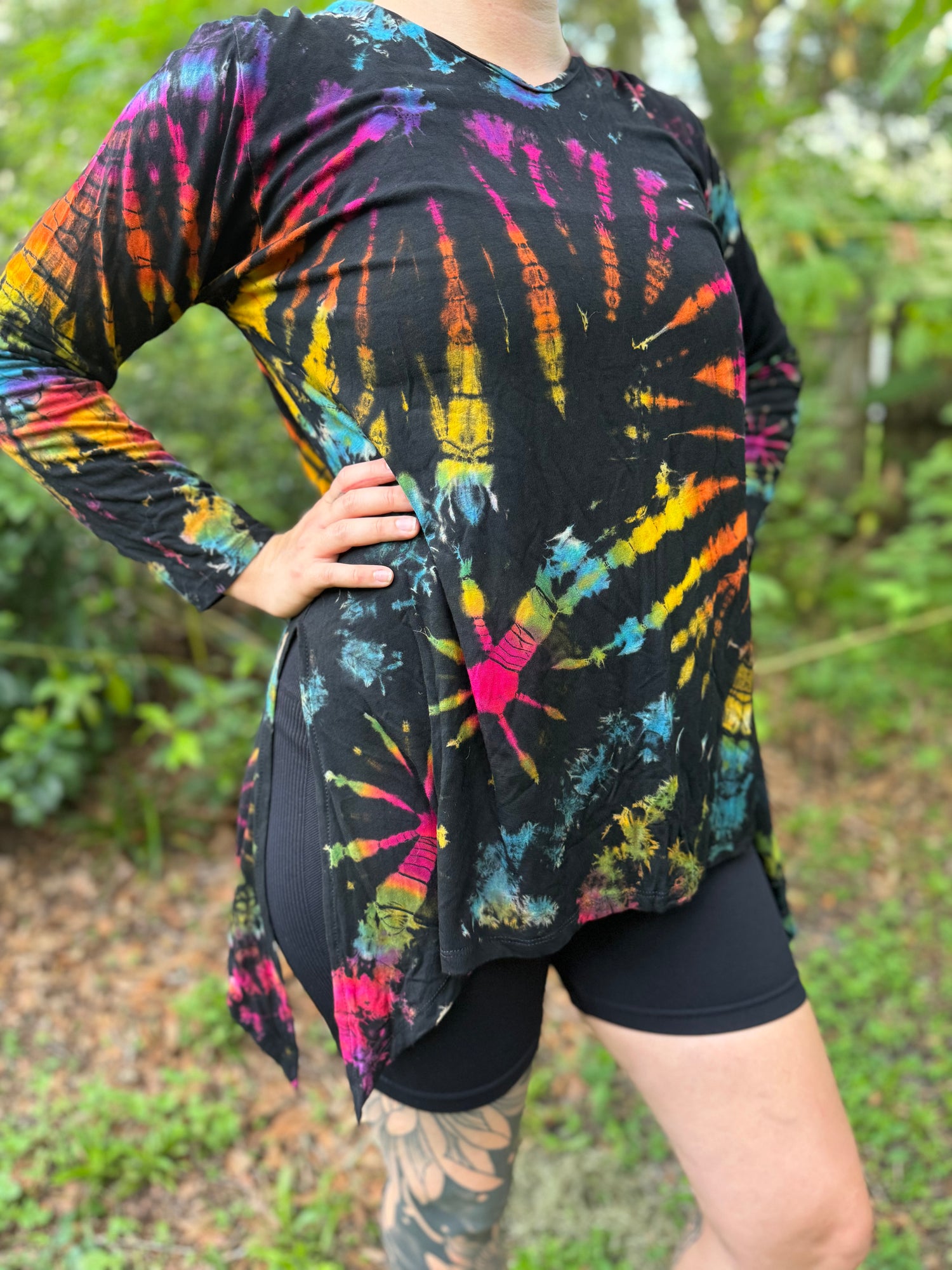 Tie Dye Sony Slit Sides Long Sleeve Shirt