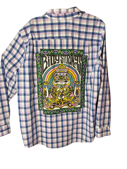 Men’s Longsleeve Plaid Billy Strings Upcycled Button Up Shirt Size XXL