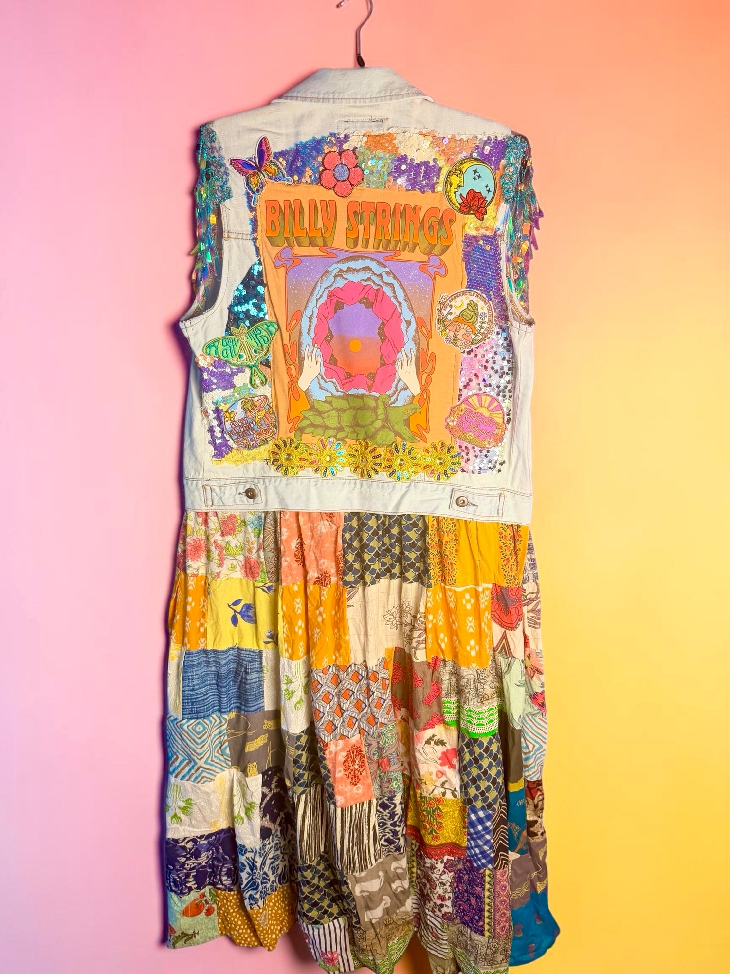 Billy Strings BMFS Patchwork Upcycled Sequin Duster Women’s Size Large