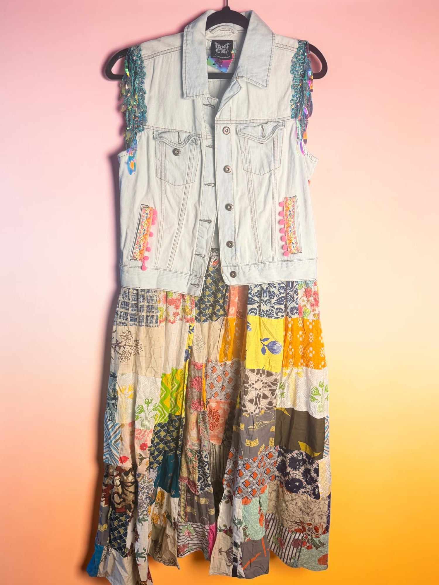Billy Strings BMFS Patchwork Upcycled Sequin Duster Women’s Size Large