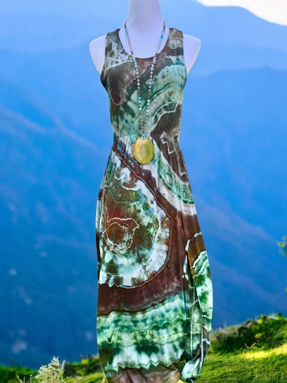 Geode Tiedye Midi Dress with slits/pockets Size Small