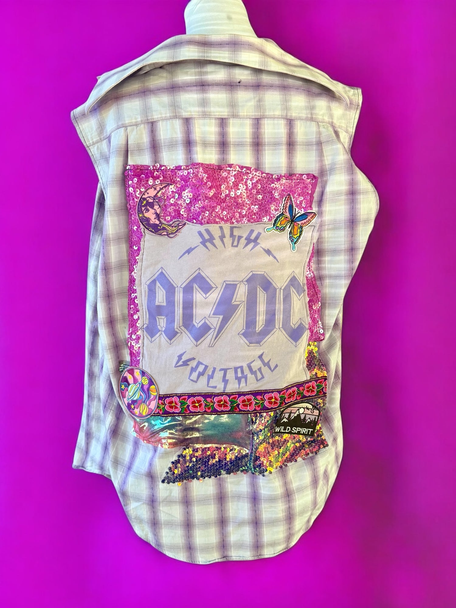 One of a Kind AC/DC flannel vest Size M/L