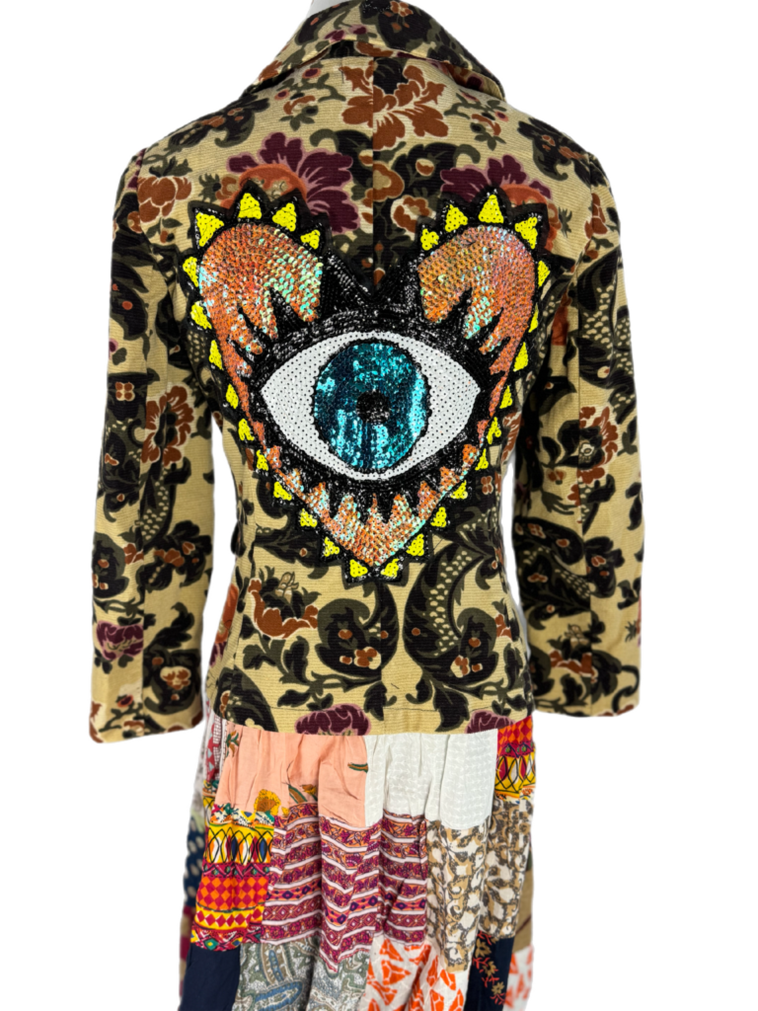 One of a Kind Sequin Eye Patchwork Jacket Size Women's 2 (Small)