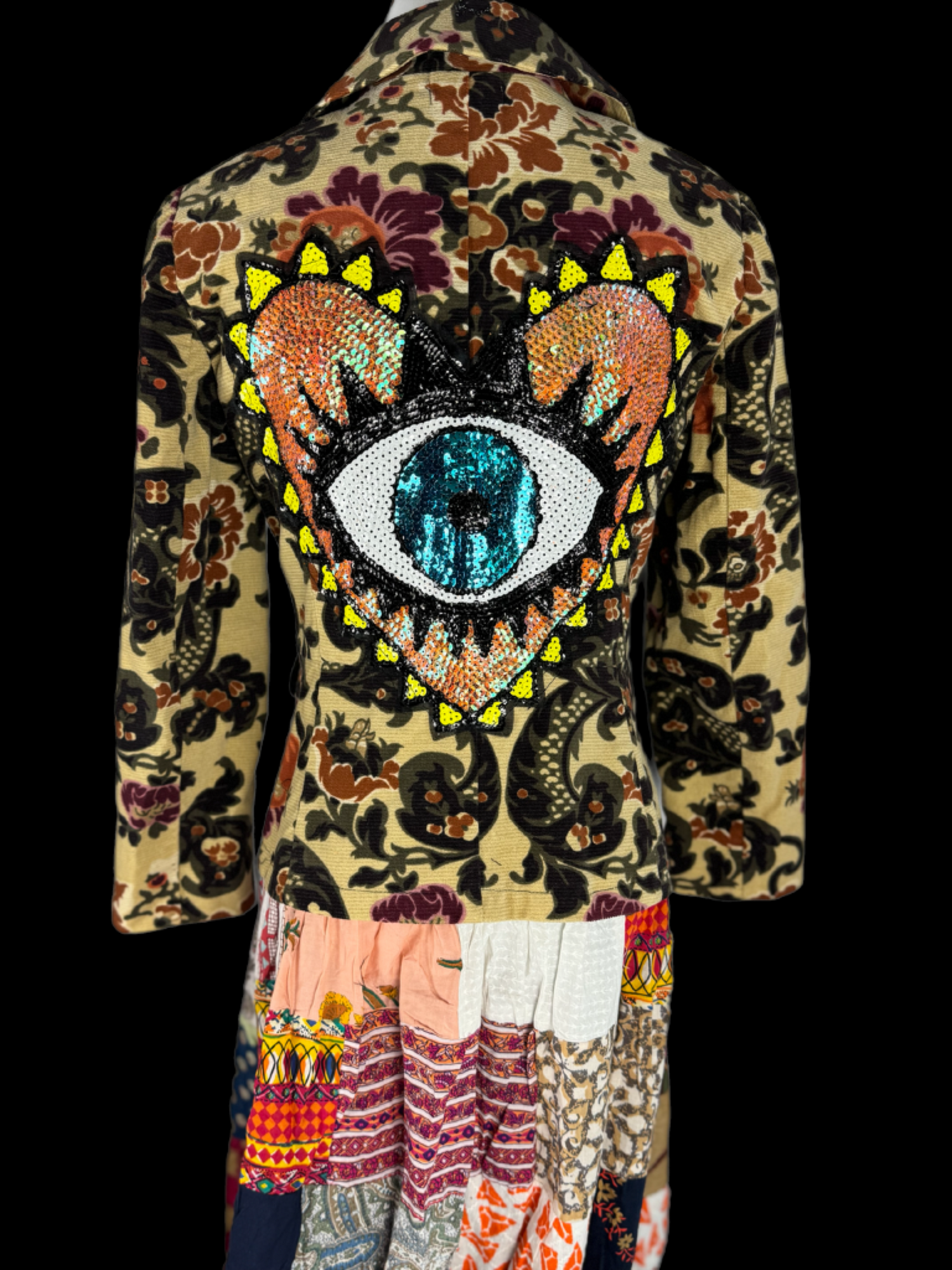 One of a Kind Sequin Eye Patchwork Jacket Size Women's 2 (Small)