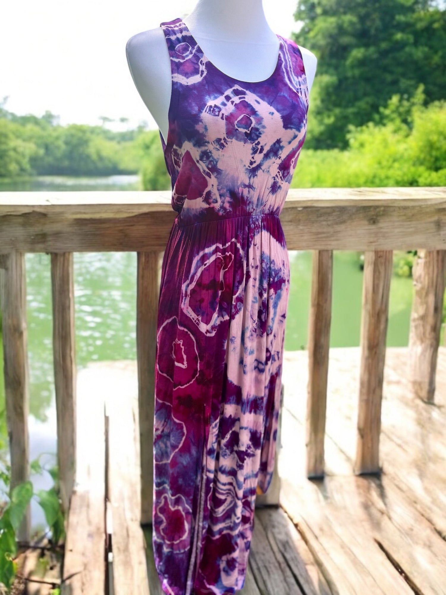 Geode Tiedye Midi Dress with slits/pockets Size Small