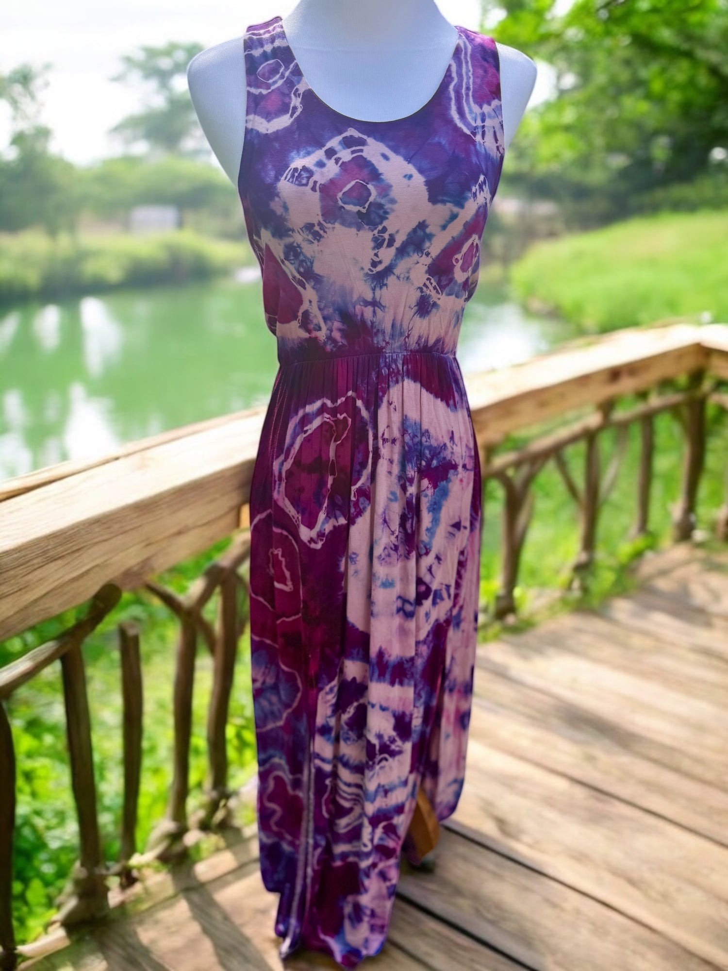Geode Tiedye Midi Dress with slits/pockets Size Small
