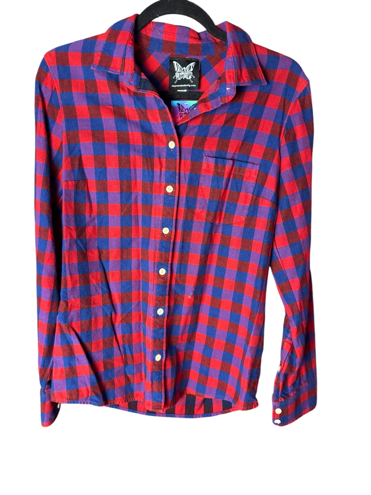 Men’s Plaid Button Up Long Sleeve Shirt Size Small