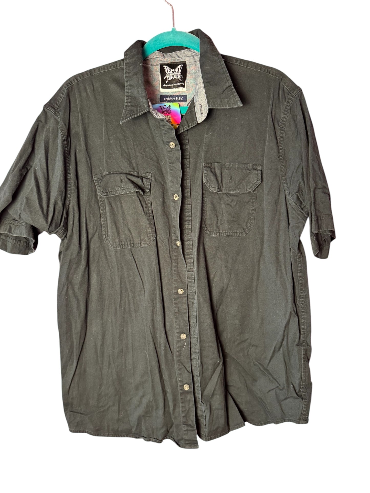 Men’s Upcycled Black Wrangler Billy Strings Upcycled Button up Tshirt Size Large