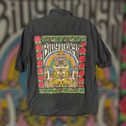 Men’s Upcycled Black Wrangler Billy Strings Upcycled Button up Tshirt Size Large