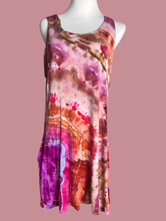 Sleeveless Tiedye Tank Dress With Pockets Size 1X