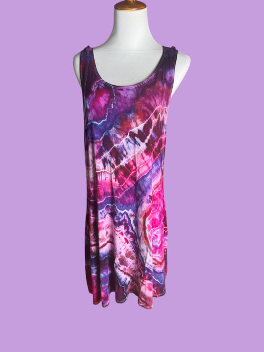 Sleeveless Tiedye Tank Dress with Pockets Size 1X