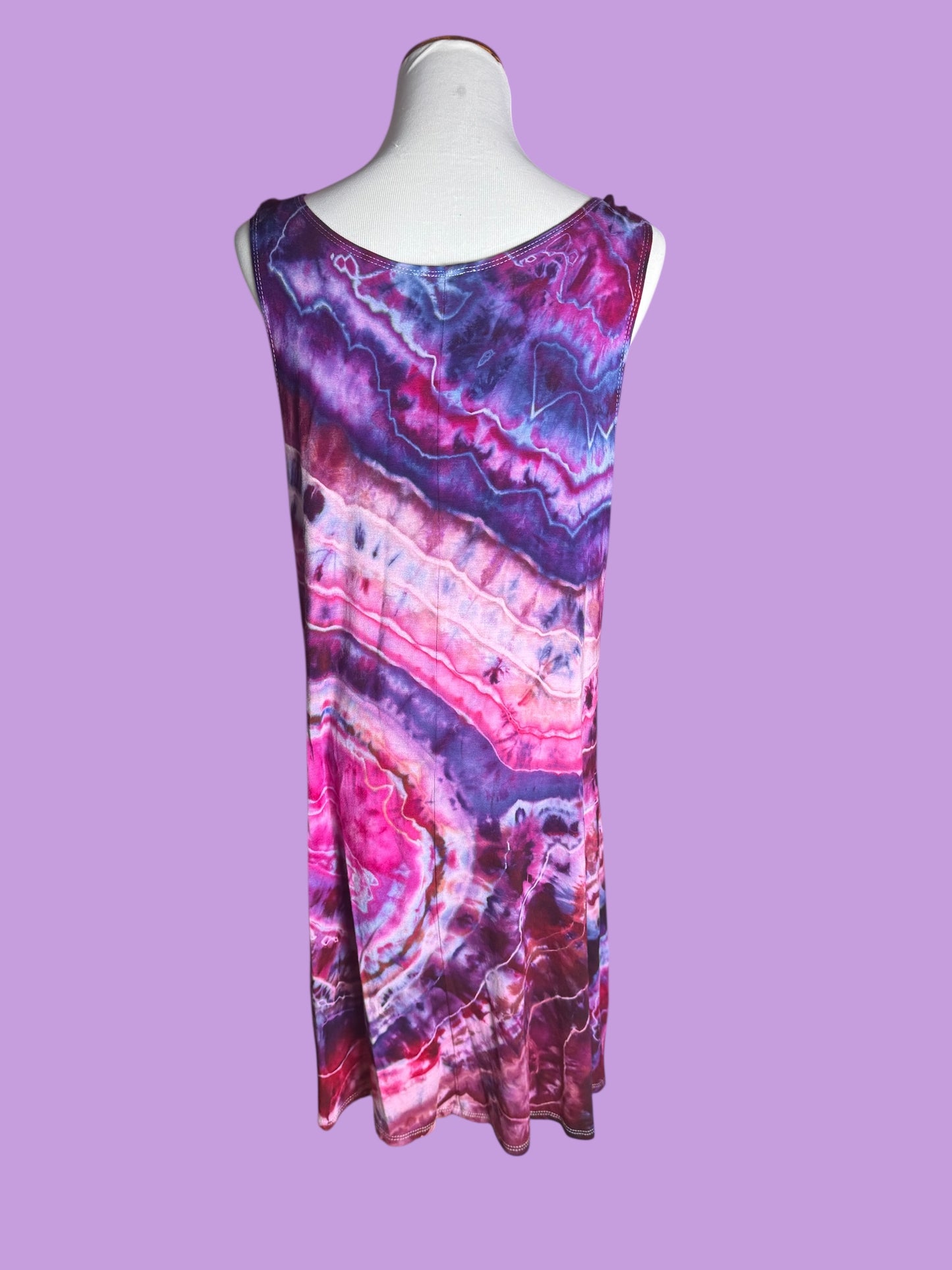 Sleeveless Tiedye Tank Dress with Pockets Size 1X