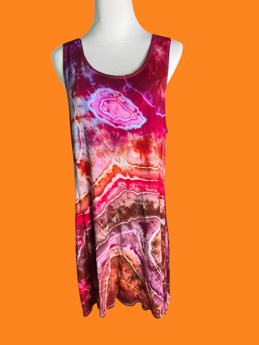 Sleeveless Tiedye Tank Dress with Pockets Size 2X