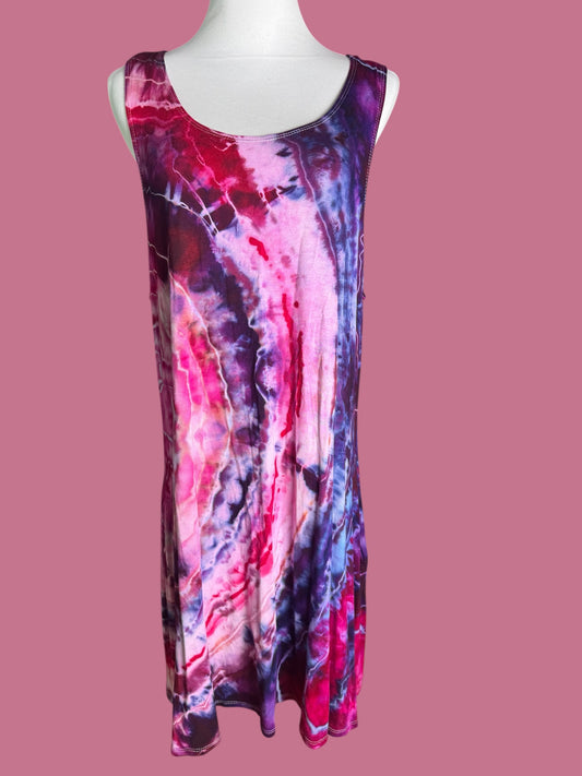 Sleeveless Tiedye Geode Tank Dress/Shirt with Pockets Plus Size 3X