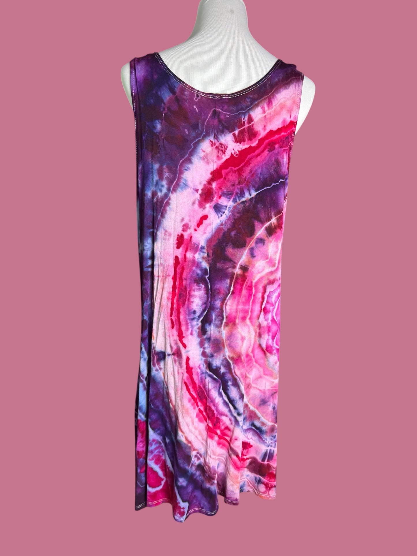 Sleeveless Tiedye Geode Tank Dress/Shirt with Pockets Plus Size 3X