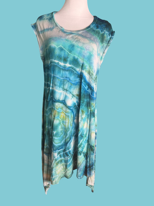 Sleeveless Tiedye Geode Tunic Dress Plus Size 1X