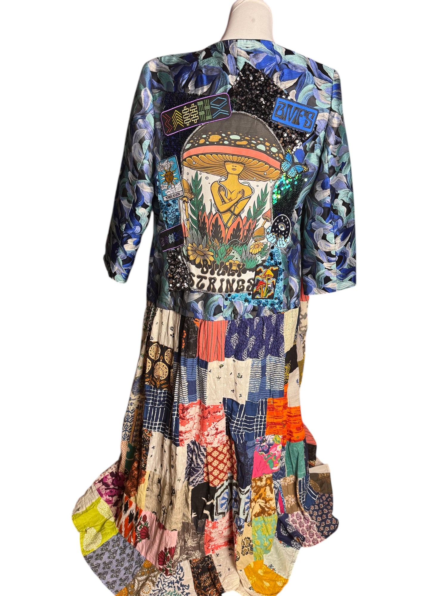 Vintage Patchwork Billy Strings Spinning Duster Festival Jacket Women’s Size Medium