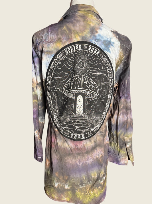 Women’s Billy Strings BMFS Upcycled Tiedye Button Up Shirt Size Small