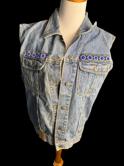 Grateful Dead Upcycled Denim Vest Size Women’s Large