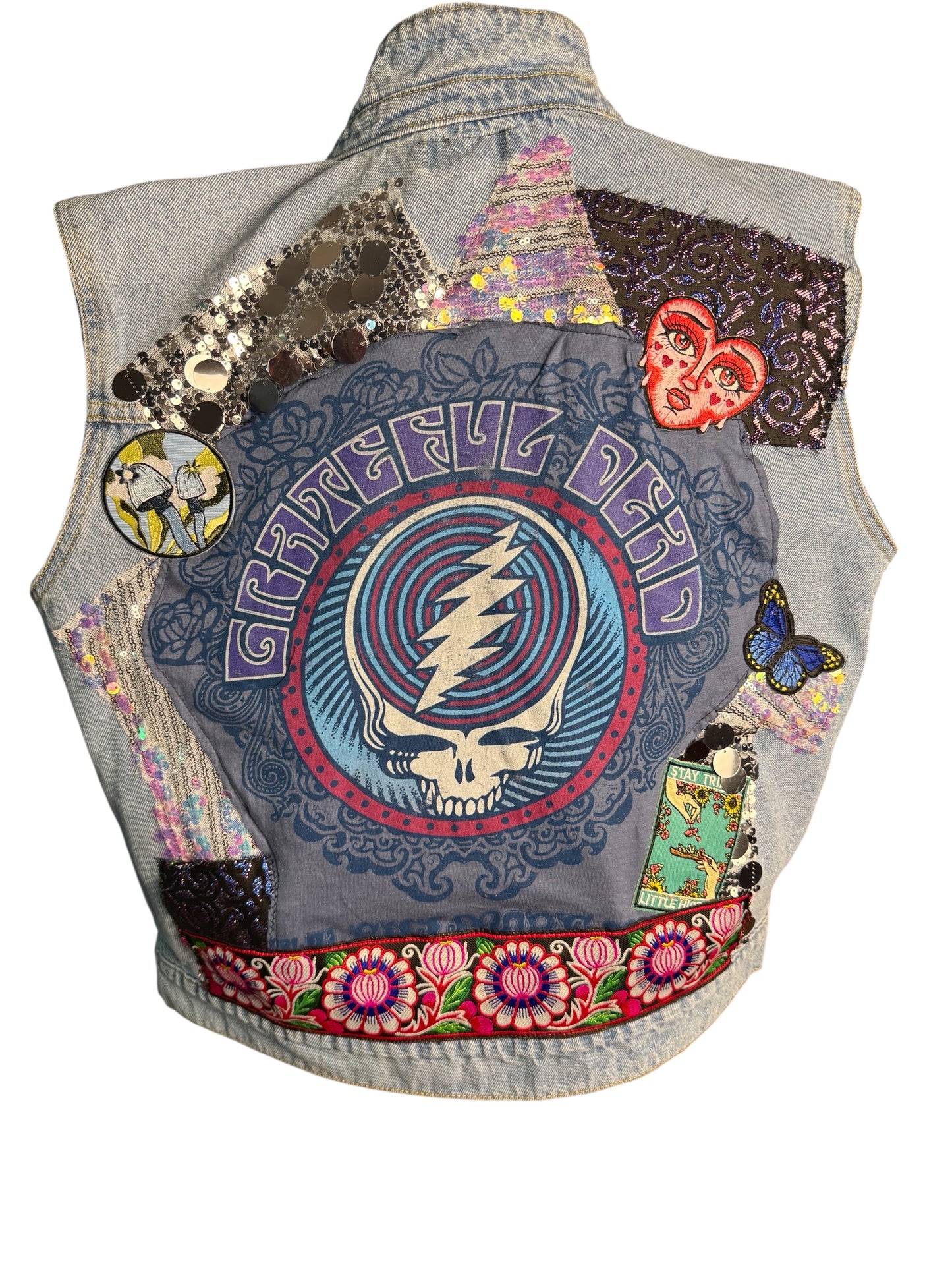 Grateful Dead Size Small (Oversized) Can fit up to Size Large Denim Vest