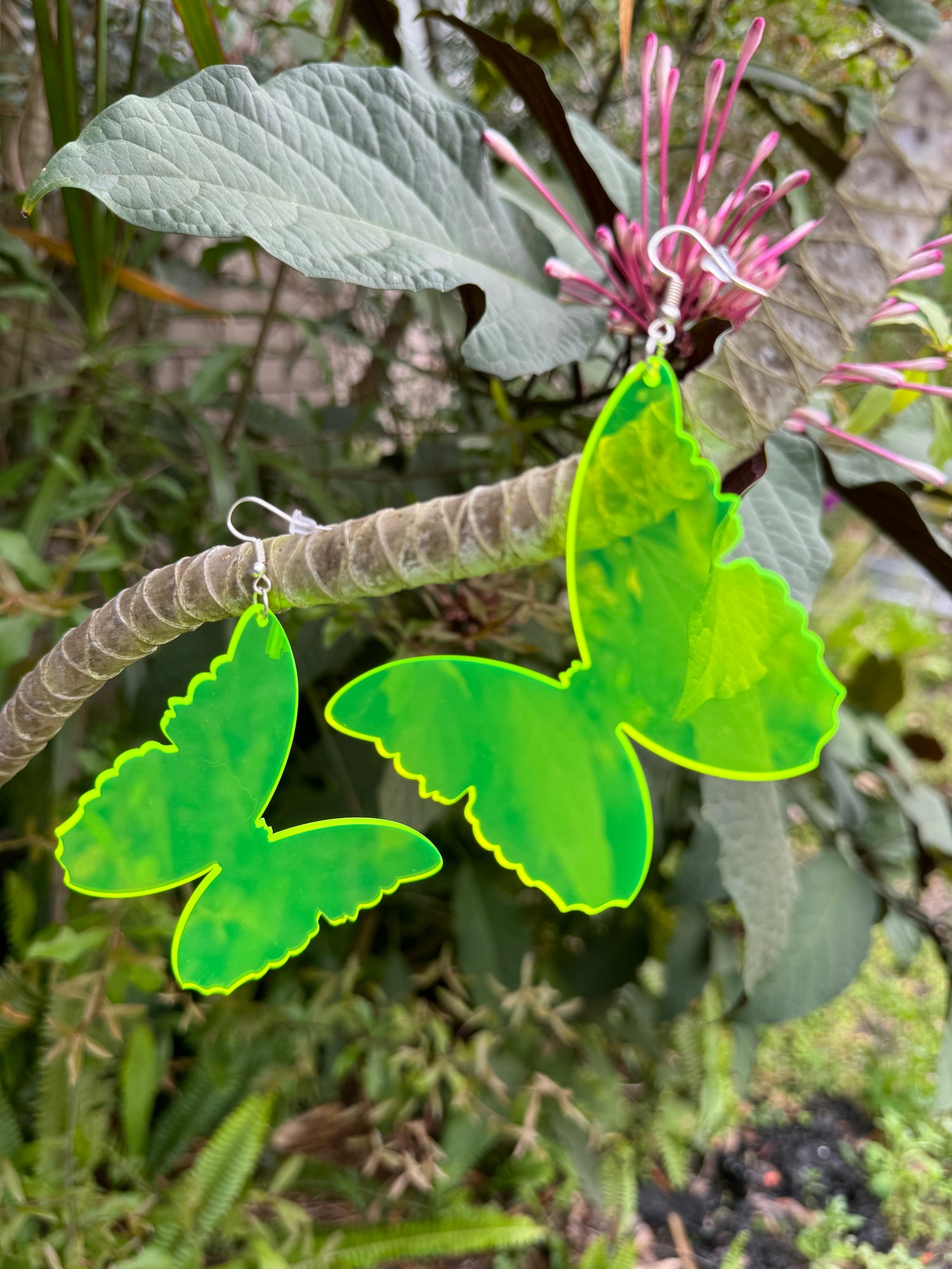 Neon Butterfly Plexi Glass Acrylic Earrings