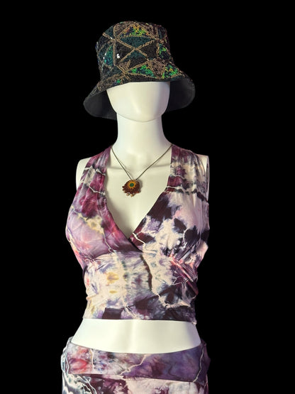 Two Piece Tiedye Halter + Bell Bottom Pants Women's Size Small