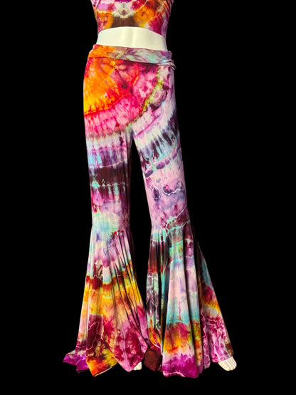 Two Piece Tiedye Halter + Bell Bottom Pants Set Size Womens 2XL
