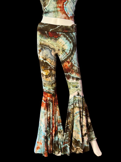 Two Piece Tiedye Halter + Bell Bottom pants Set Women's Size Medium